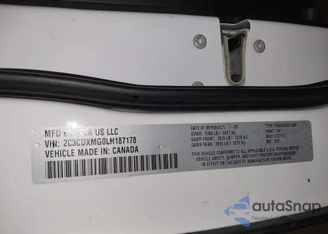 2020 Dodge Charger Gt Awd из США, поврежденный, VIN 2C3CDXMG0LH187178